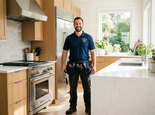 Appliance Repair Hero technician in a Bethlehem, GA kitchen after an appliance repair